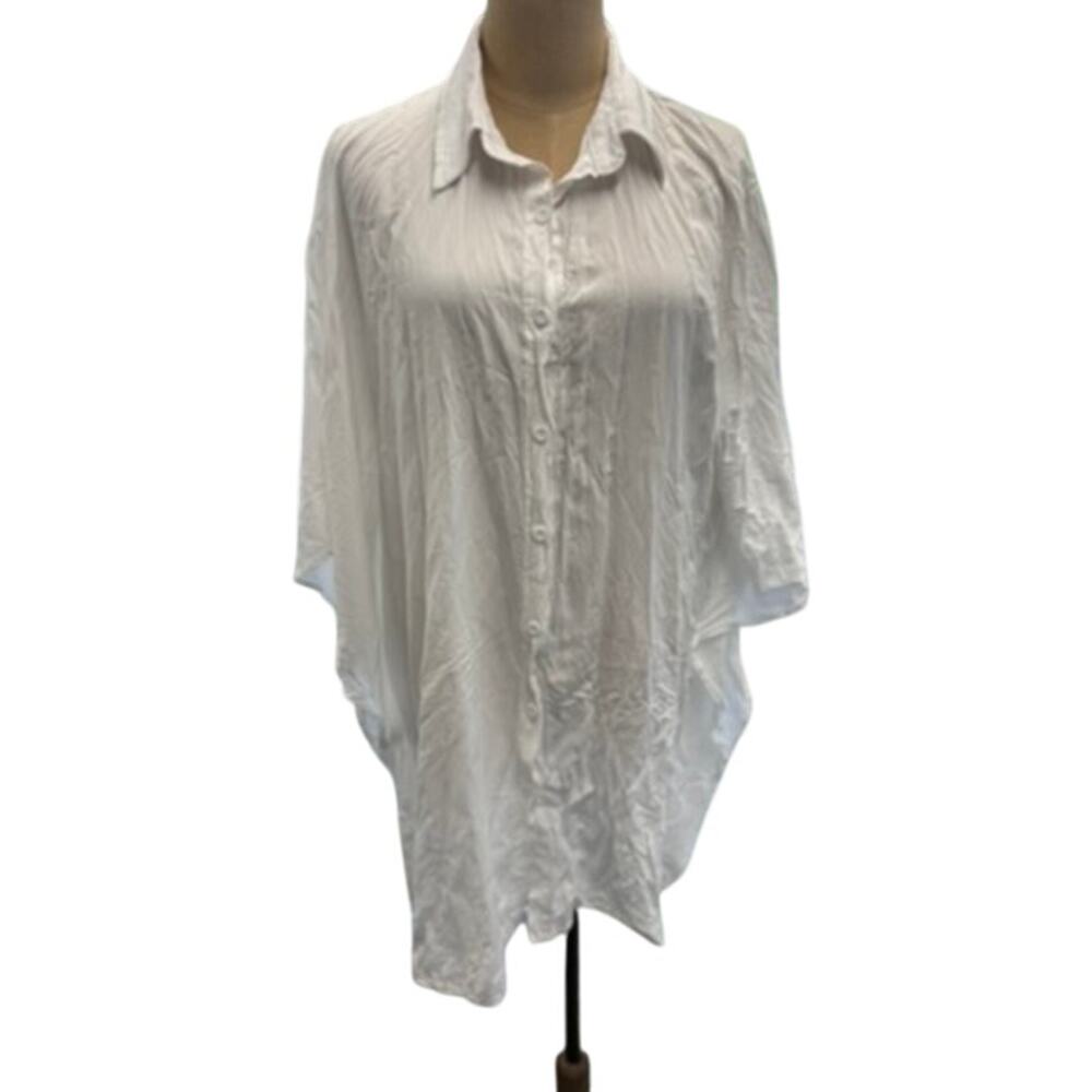 "EKOUAER" Beach Shirt Coverup SZ XXL Button Up Cottage Core Login Look Beach